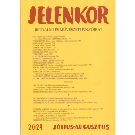 Jelenkor - Irodalmi és művészeti folyóirat - 2024. július-augusztus